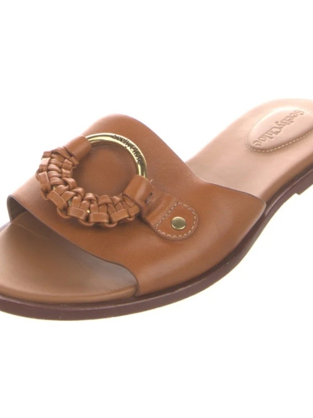 See By Chloe Tan Braided Ring Leather Slide